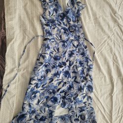 Summer Blue Floral Dress 