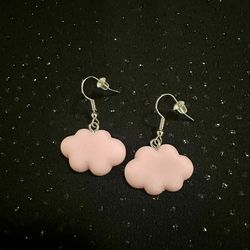 Pink Silicone Cloud Earrings, Hook Drop