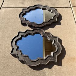 Black / Brown Twin Mirrors 35inch Tall 44inch Wide 