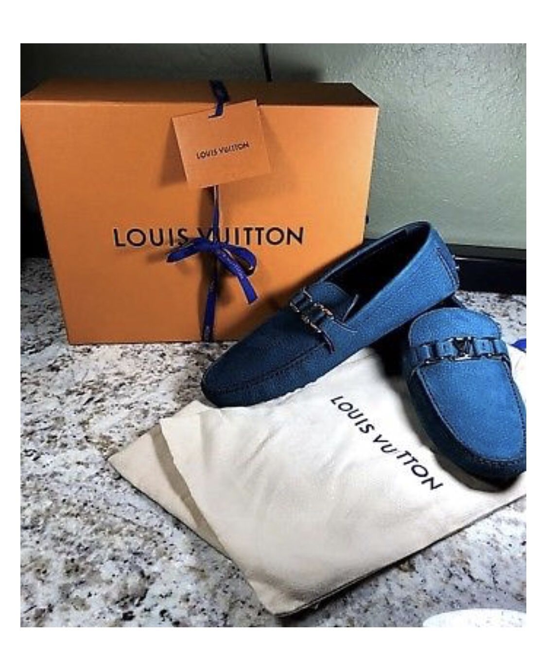 AUTHENTIC Louis Vuitton Blue Suede Hockenheim Moccasin Loafers Men for Sale San Bernardino, CA - OfferUp