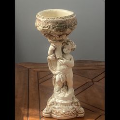 Marwal Inc Pillar Cherub Chalkware Planter Pedestal Statues 15" VintageMarwal