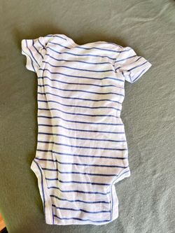 Baby Onesie White Blue Striped Short Sleeve