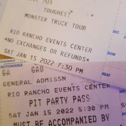 Toughest Monster Truck Tour Saturday Jan 15th ((4 Tickets And 4 Pit Passes))