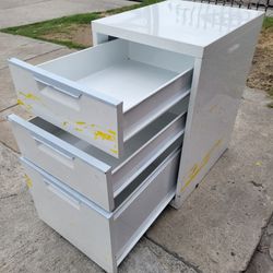 White Three Drawer Metal Filing Cabinet