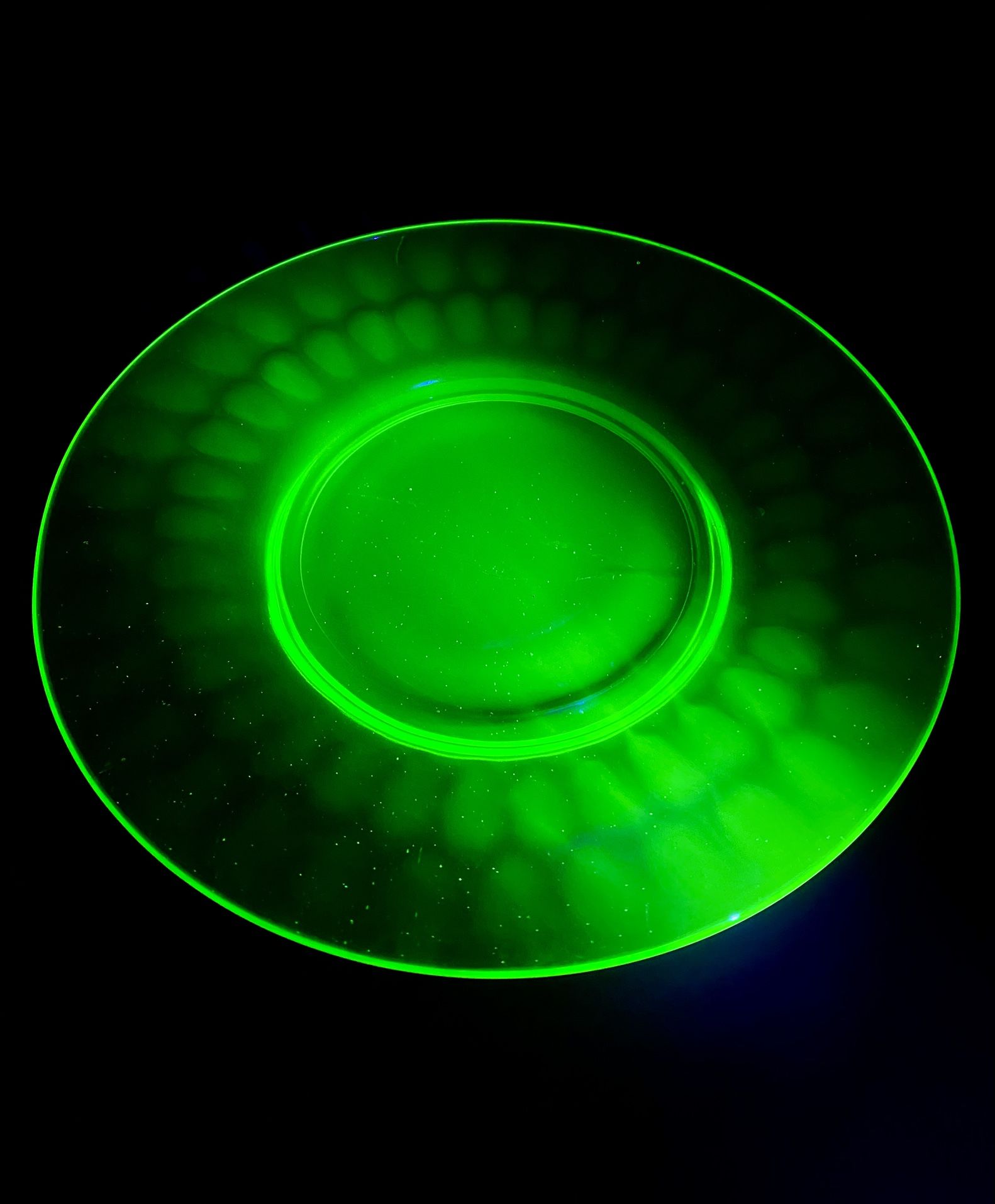 Uranium Federal Glass Co. Thumbprint Lunch Plate