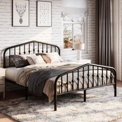 Queen Size Black Metal Bed Frame