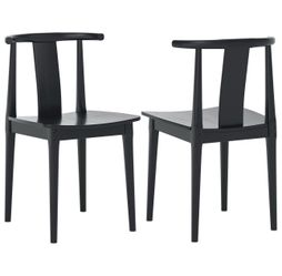 Wood Dining Room Chairs Set of 2 Mid Century Modern Kitchen Chairs Wishbone Chair with Curved Back Armless Accent Chair for Living Room Restaurant, Bl