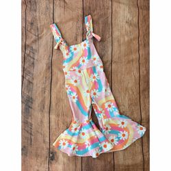 Size 6-12 Months Baby Girl Floral Bell Bottoms Romper Overalls
