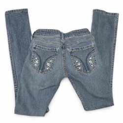 Hollister low-rise bootcut jeans with floral embroidery Size 00 #boho #embroidery