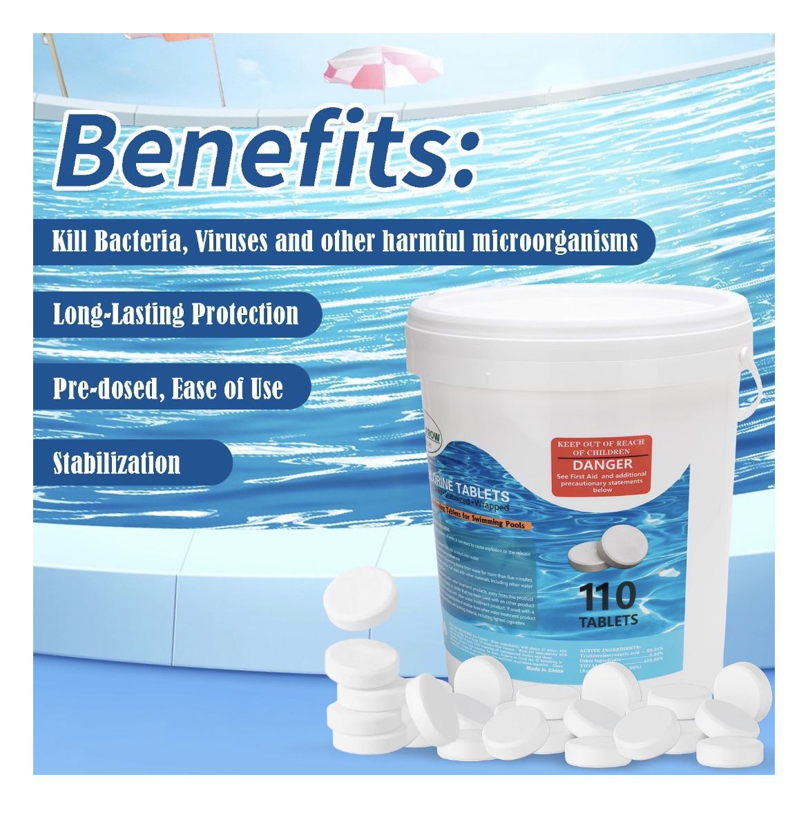 Individually Wrapped 3-in Stablized Chlorine Tablets for Swimming Pools, Hot Tubs, and Spas (50 lbs Pack)