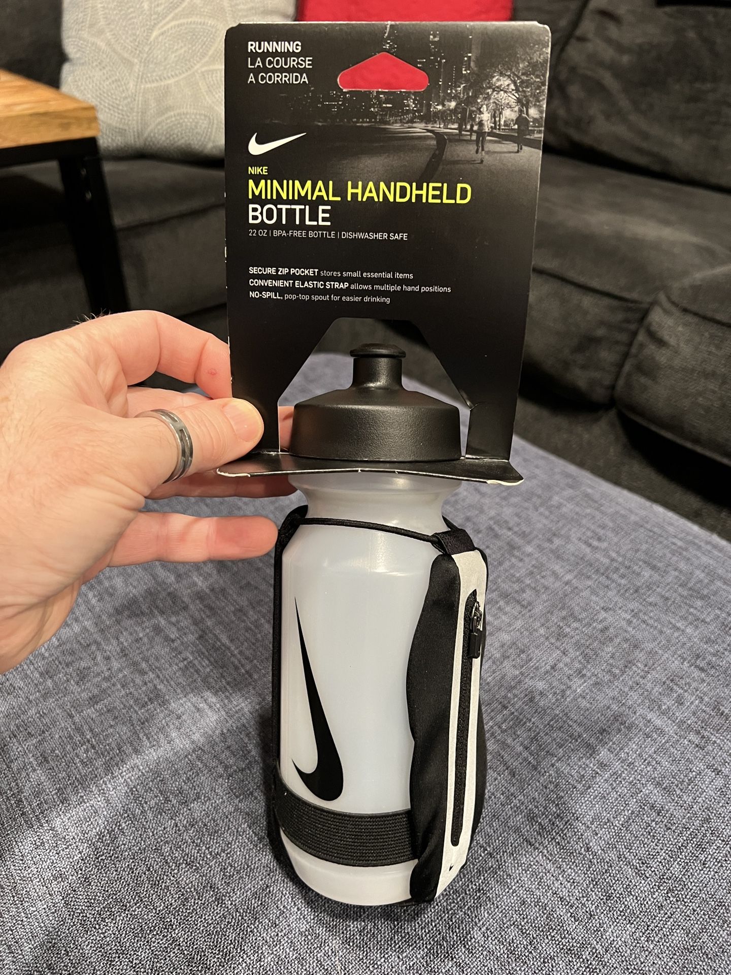 Nike running water bottle with storage