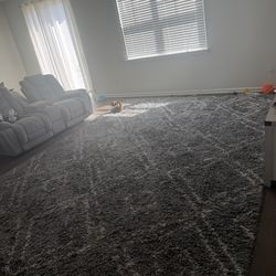 Grey large shag rug