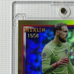 ⚽️2023⚽️Topps Merlin UEFA CL • JAN OBLAK• 🏆GOLD Refractor🏆#28💎•19/50• 💎