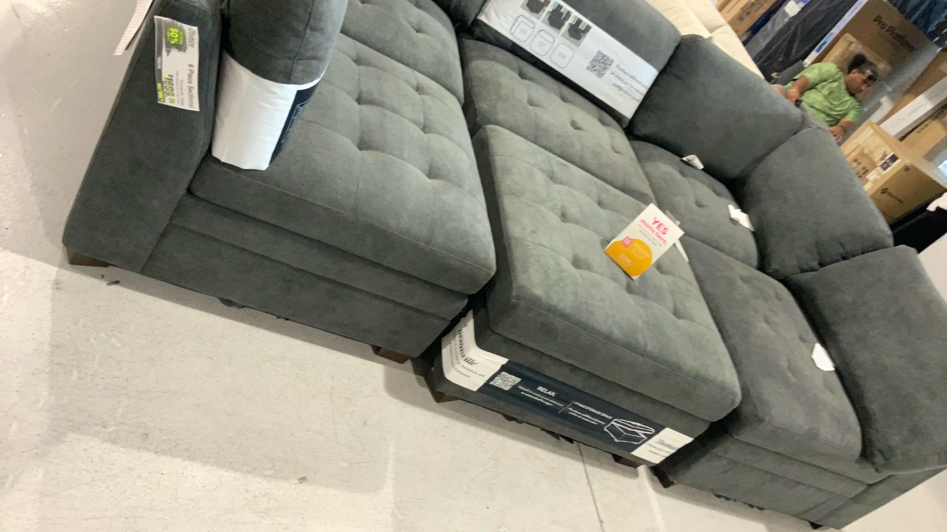 Thomasville 6pc Tisdale Fab Sectional W/ Storage Ottoman
