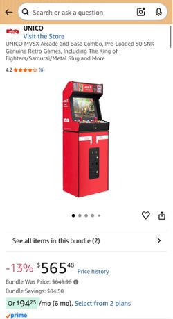 UNICO MVSX Arcade and Base Combo, Pre-Loaded 50 SNK