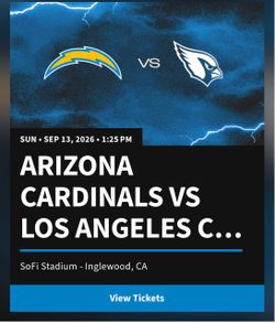 NFL Tickets: Cardinals vs Chargers Sep 2026
