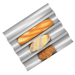 New Perforated 4-Wave Baguette Baking Pan French Bread Tray