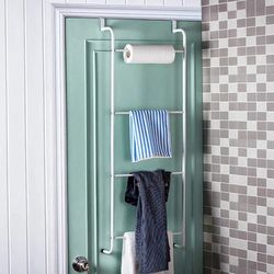 White Metal Over-The-Door Towel Rack/Clothing Hanger