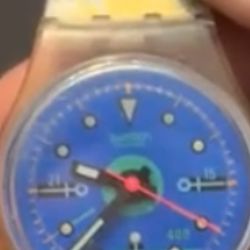 vintage 1987 Swatch "Plane Level" Pop Culture watch, Swiss made. 