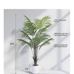 Areca Artificial. 4FT Artificial Areca Palm Tree, Large Aritificial Plant in White Pot for Home Living Room House Decor Used for Dining Table Center, 