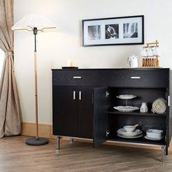 Modern, Brown Black Sideboard, Buffet, Credenza).