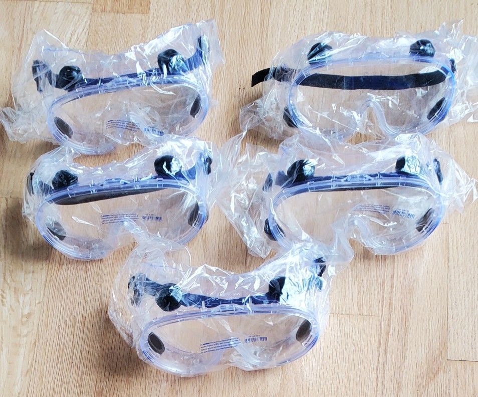 5 x Safety medical or construction or any use antifog goggles