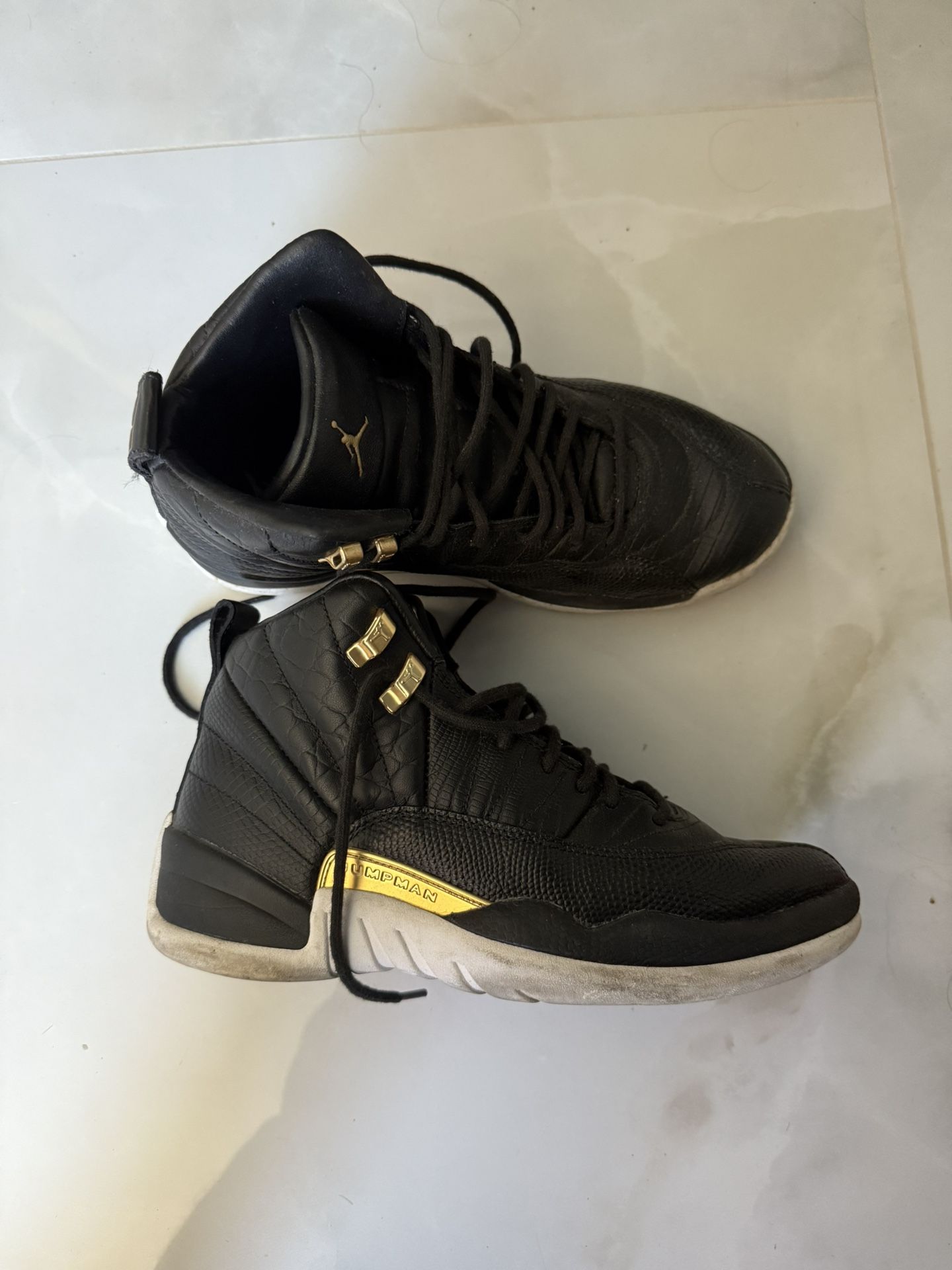 Jordan 12 Retro Black Metallic Gold White (Women's