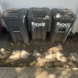 Trash Barrels With Wheels  ( Free )