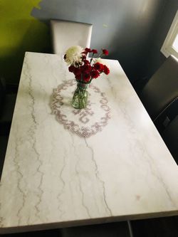 Mesa De Piedra De Marmol Con 6 Sillas