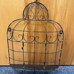 French Motif Bird Cage Wall Art With Hooks 