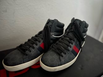 Pre-owned Gucci men's Ace GG canvas high-top sneakers