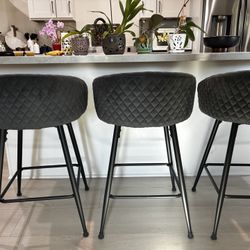 3 Velvet Counter Stools