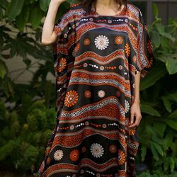 Winlar Black, Orange and White Dress One size fits most