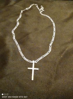 925 Sterling Silver Cross W/Jesus Etched In It (#239)