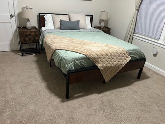 COMPLETE QUEEN BEDROOM SET — $550 | LIKE NEW MATTRESS | EVERYTHING INCLUDED