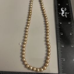 Vintage Choker Faux Pearl Necklace - I Don’t Know The Material - Please See Pix For Size