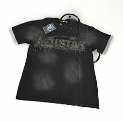 Hellstar Black Graphic T-Shirt with Rhinestones