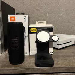 JBL flip 6 And 3 Way Otter Charge ( iPhone, Apple Watch, And AirPods). 