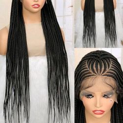 New Style Full Lace Synthetic Wig With Crossed Front Braided Hairstyle & Twisted Fiber Braids.