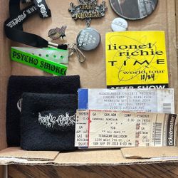 Heavy Metal Rock Vintage Post Cards Tickets Pins Lot