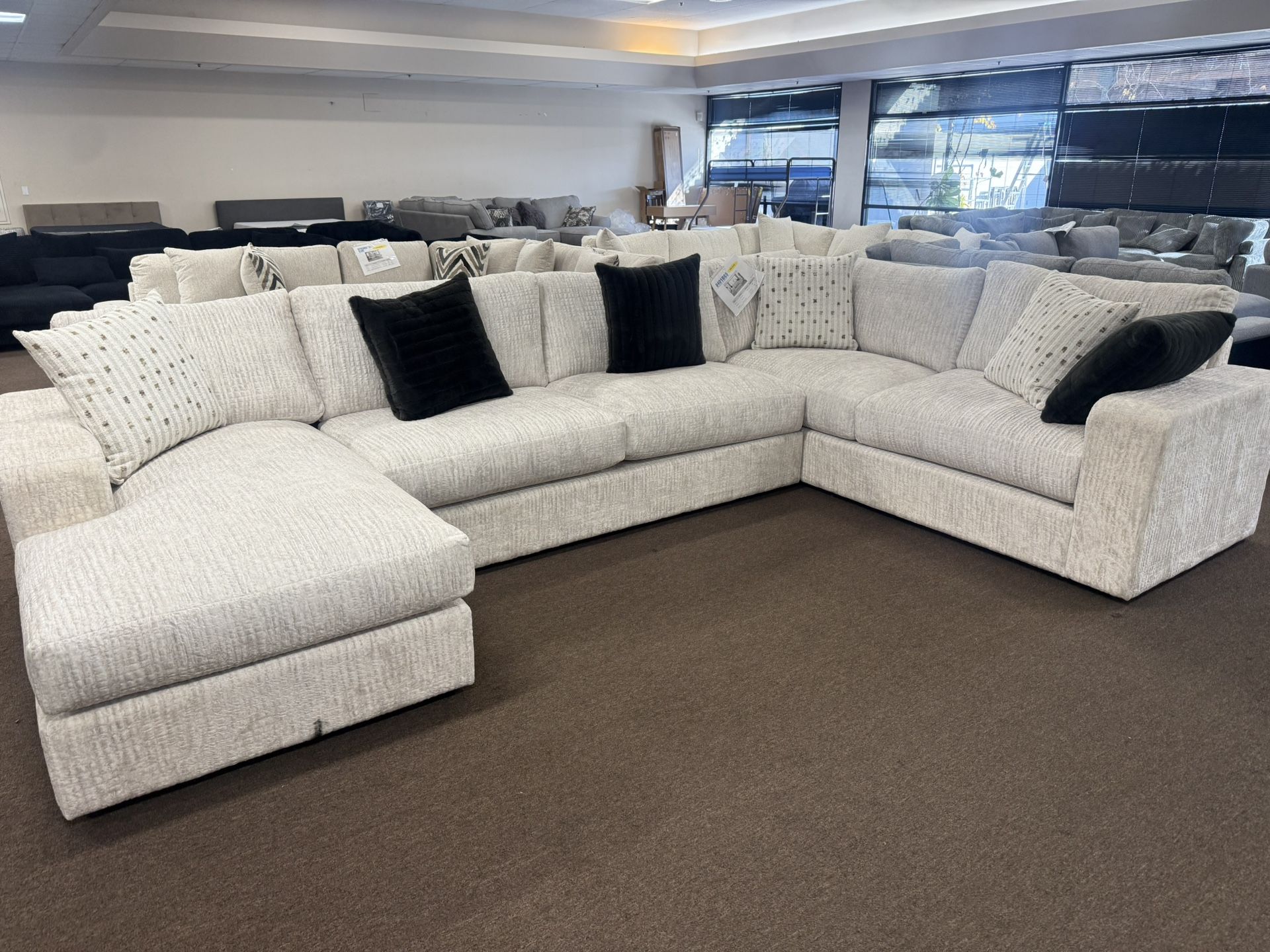 Beige XL Sofa Sectional + Chaise Lounge Set - Free Delivery Promo
