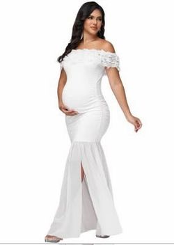 JustVH Maternity Maxi Baby Shower Dress Gown Large