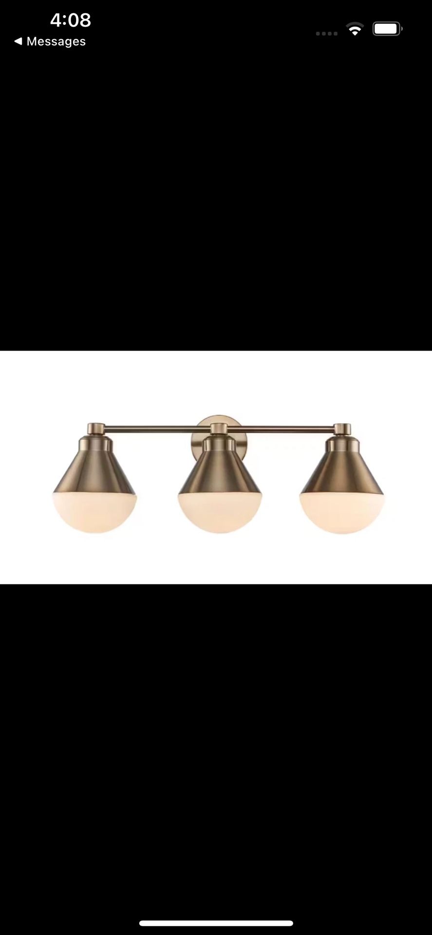 Monteaux Lighting 25.5" 3-Light Gold Bathroom Vanity Light w/Opal Glass Shades
