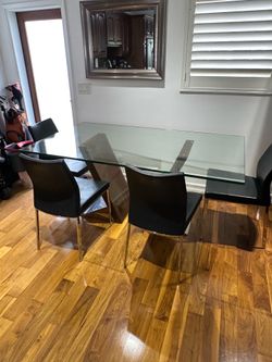 Large Glass Dining Table and Chairs