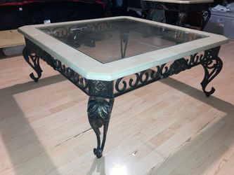 Marble top glass table