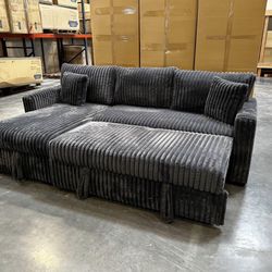 Super Sale Going On Now!! CORDUROY SLEEPER SECTIONAL – LOADED WITH FEATURES! 🔥