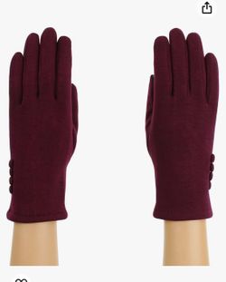 Cranberry ML Winter Commuter Gloves, Touchscreen & Texting w/Fleece Fur Lining