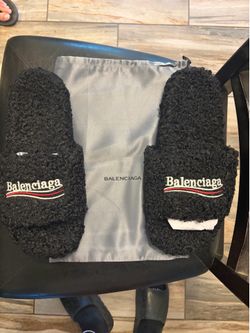 Balenciaga fur slides