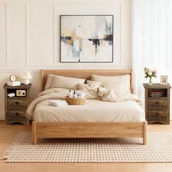 New Set Of 2 Farmhouse Nightstands, End Table with 2 Storage Drawers and Open Shelf, Rustic Bedside Table for Bedroom, Living Room(2)   ANew in box ET