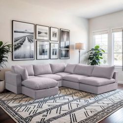 50% OFF New In Box 6 Piece Gray Cloud Modular Sectional Couch Grey FREE DELIVERY